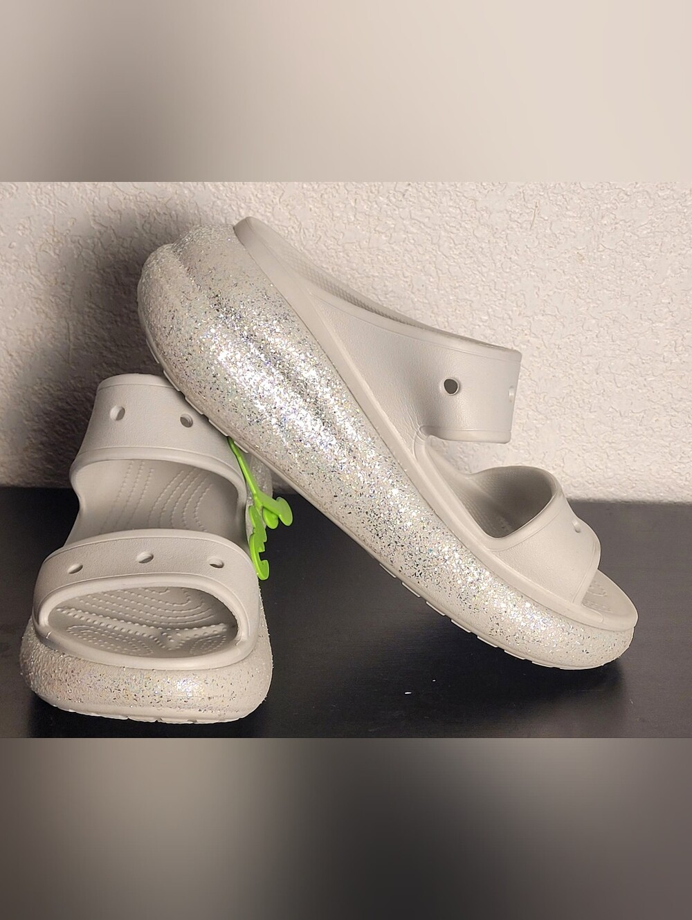 NEW Crocs Glitter Platform Sandals Women's Size Men's 9 - Women's 11 Pearl Color